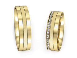 Obrączki z diamentami soczewka żółte 585 - P55150T216zms