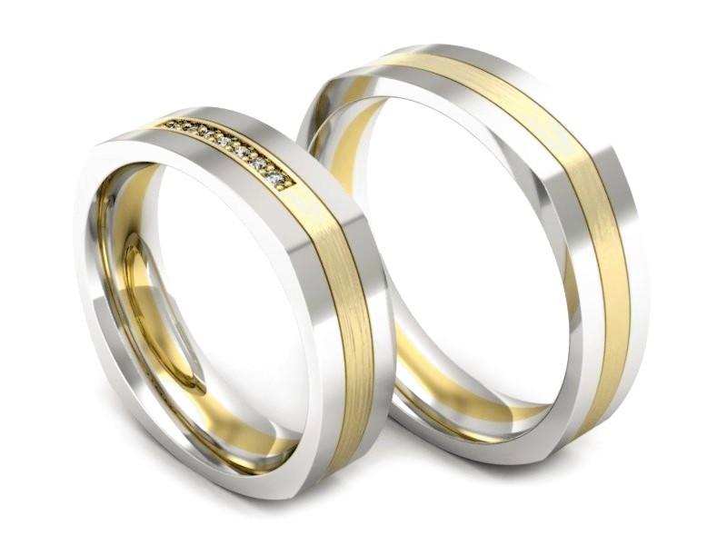 Obrączki ślubne z diamentami dwukolorowe - P55160351bzmp - 1
