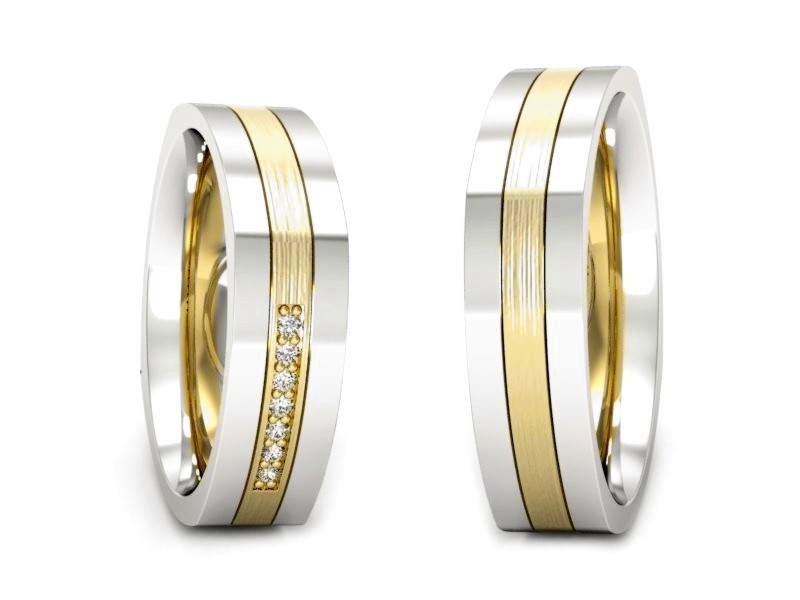Obrączki ślubne z diamentami dwukolorowe - P55160351bzmp - 3
