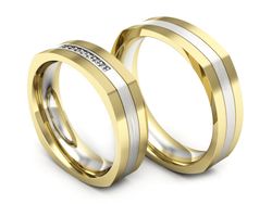 Obrączki z diamentami złoto dwukolorowe 585 - P55160351zbmp