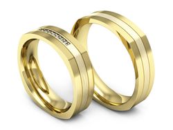 Obrączki z diamentami z żółtego złota 585 - p55160351zmp