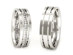 Złote Obrączki z brylantami białe złoto 585 - P55160T101b