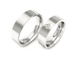 Obrączki z diamentami soczewkowe białe 585 - P55170T82b