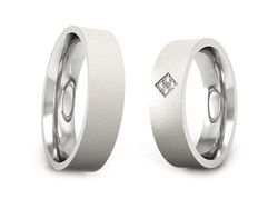 Obrączki z diamentami nowoczesne białe 585 - P55170T82bms