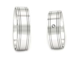 Złote Obrączki z diamentem białe złoto 585 - P60130112b