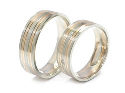 Obrączki z diamentami białe i różowe złoto - p60135382