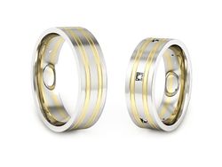 Złote Obrączki z diamentami dwukolorowe złoto - P60140382b