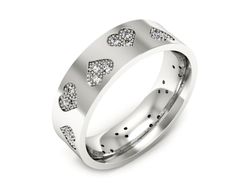 Pierscionek Obrączka z brylantami białe złoto - P60160TP1b