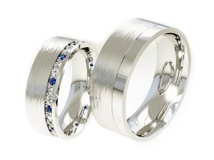 Obrączki z szafirami i diamentami w białym złocie