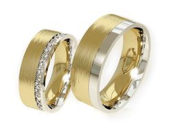 Złote Obrączki z diamentami dwukolorowe złoto - P60165T11