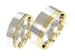 Złote Obrączki z diamentami dwukolorowe złoto - P60165T9