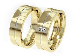 Złote Obrączki z diamentami dwukolorowe złoto - P60175T39zb