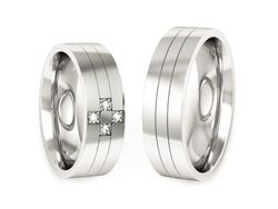 Złote Obrączki z diamentami białe złoto 585 - P60180T85b