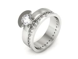 Złoty Pierścionek z diamentem i brylantami - P62145T32b