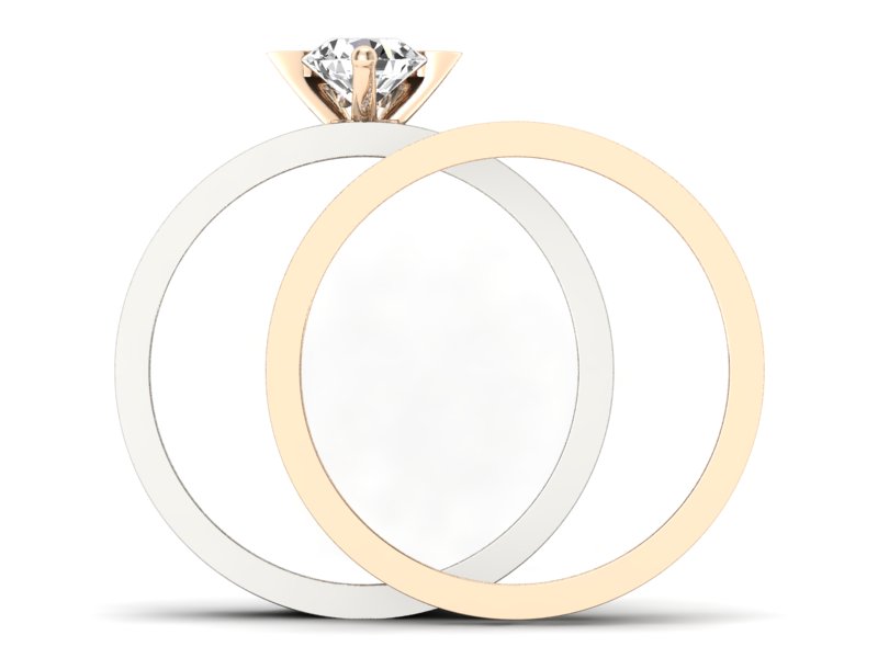 Pierścionek z brylantem czerwone i białe złoto - P62145T32bc - 2