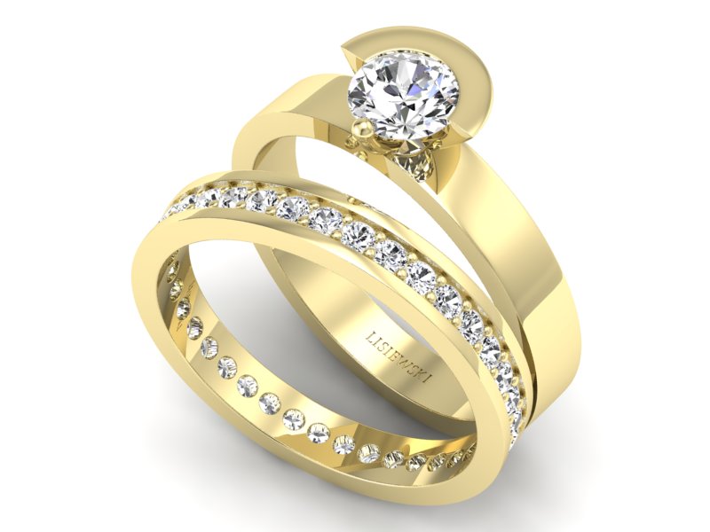 Pierścionek z diamentami żółte złoto - P62145T32z - 3