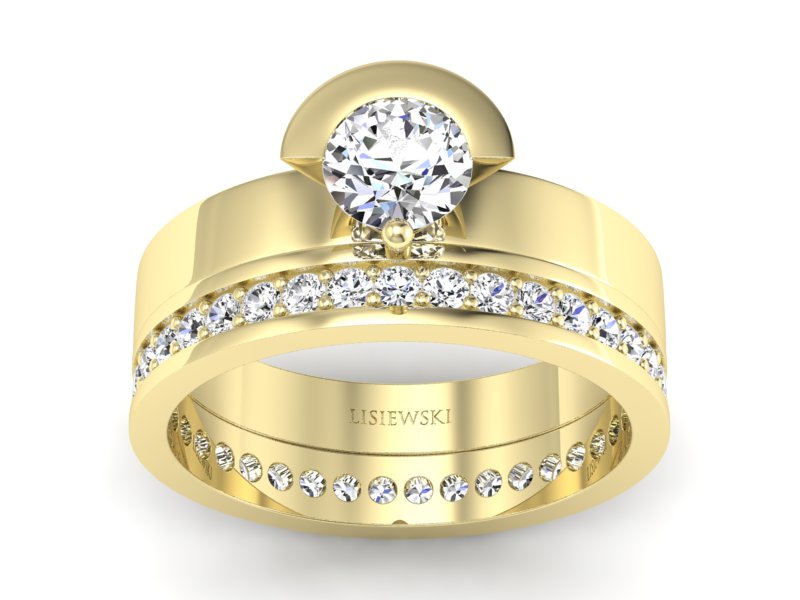 Pierścionek z diamentami żółte złoto - P62145T32z - 1