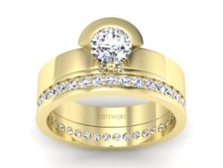 Pierścionek z diamentami żółte złoto - P62145T32z