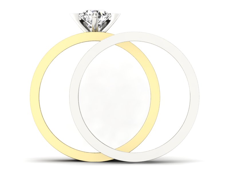 Złoty pierścionek z diamentem żółte i białe złoto - P62145T32zb - 2