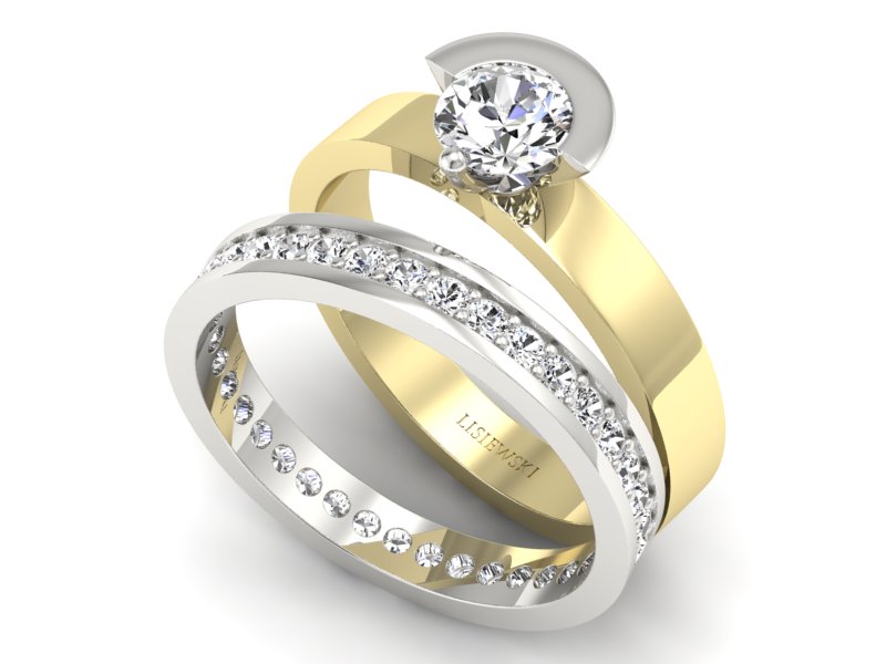 Złoty pierścionek z diamentem żółte i białe złoto - P62145T32zb - 3