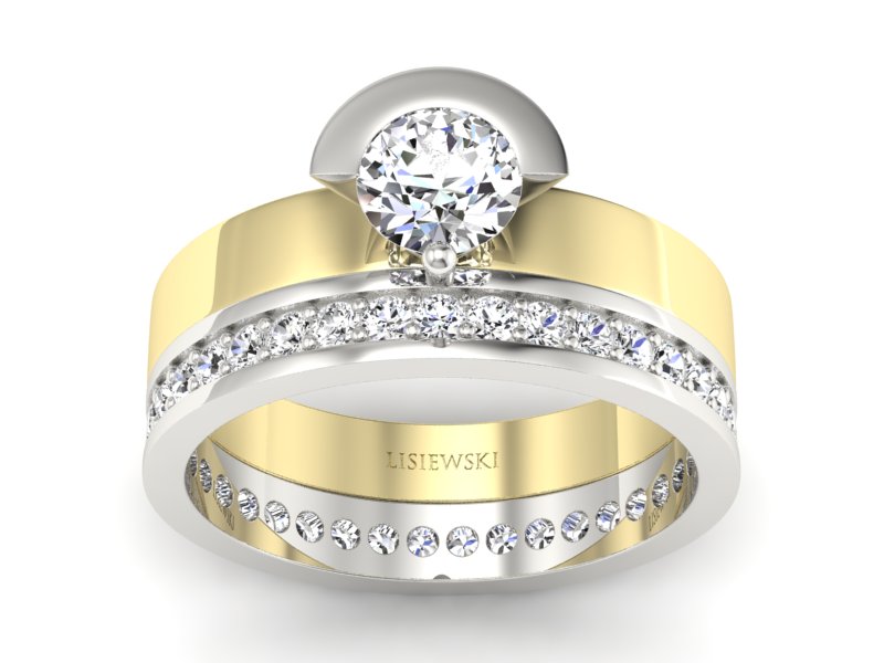 Złoty pierścionek z diamentem żółte i białe złoto - P62145T32zb - 1