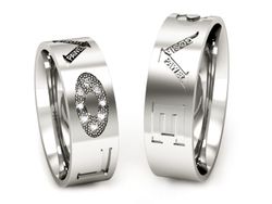 Obrączki z diamentami nowoczesne białe 585 - P64190T144b