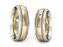 Obrączki z brylantami dwukolorowe złoto 585 - P64200T151zb