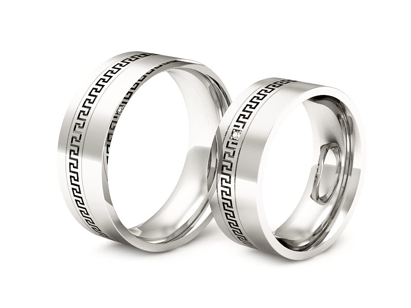 Złote Obrączki z diamentem białe złoto 585 - P65170353b - 1
