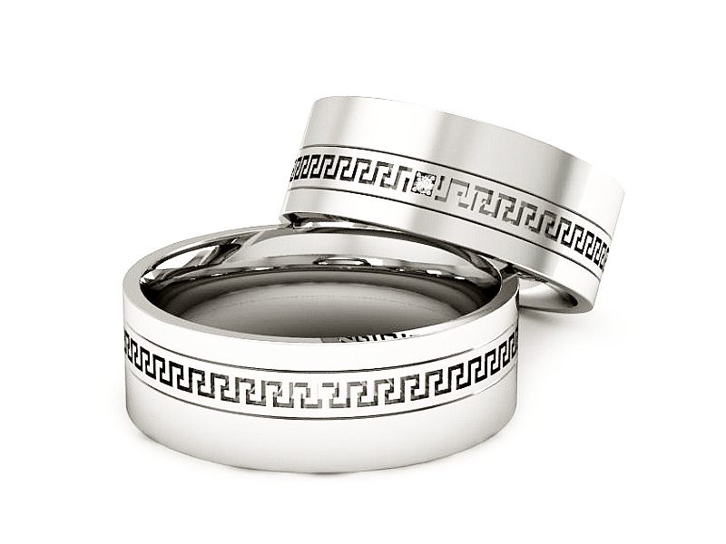 Złote Obrączki z diamentem białe złoto 585 - P65170353b - 2