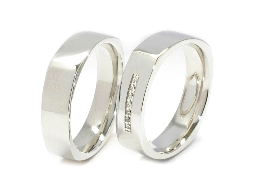 Złote Obrączki z brylantami białe złoto 585 - pp50160351b - 1