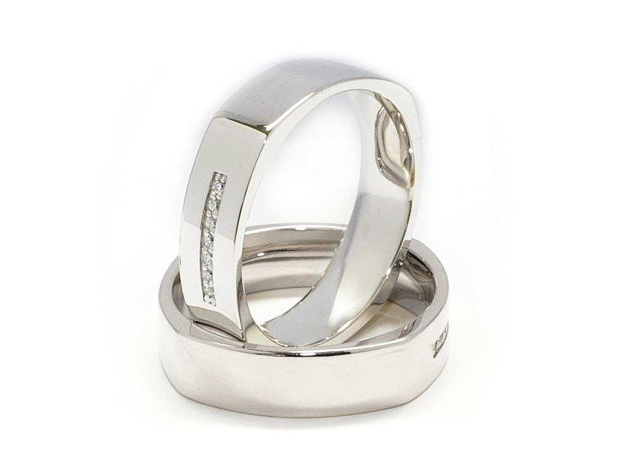 Złote Obrączki z brylantami białe złoto 585 - pp50160351b - 3