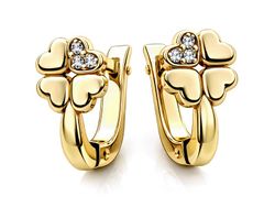 Złote kolczyki z brylantami z żółtego złota - ru9018z