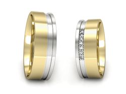Złote Obrączki z diamentami żółte białe złoto 585 - s302bz
