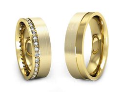 Złote Obrączki z diamentami soczewkowe obrączki - s312zm