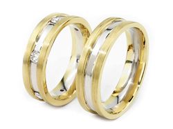 Złote Obrączki z diamentami dwukolorowe złoto - s313br_SI_H