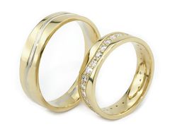 Złote Obrączki z diamentami dwukolorowe złoto - s317br_SI_H