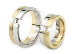 Złote Obrączki z diamentami dwukolorowe złoto - s326br_SI_H