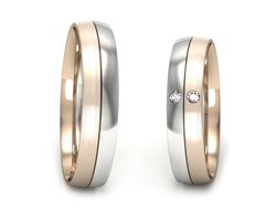 Złote Obrączki z diamentami białe złoto 585 - S45145503bc