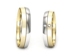 Złote Obrączki z diamentami dwukolorowe złoto - S45145503bz
