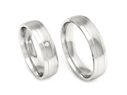 Złote Obrączki z diamentem białe złoto 585 - S46140355B
