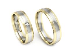 Obrączki z brylantem z żółte i białe złoto - S46140355zb