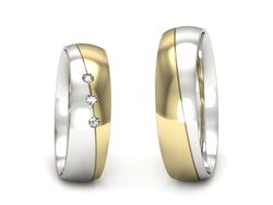 Obrączki z diamentami żółte białe złoto 585 - S50145T40bz