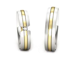 Obrączki z diamentem żółte białe złoto 585 - S50210T35zbmp