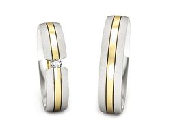 Obrączki z diamentem żółte białe złoto 585 - S50210T35zbms