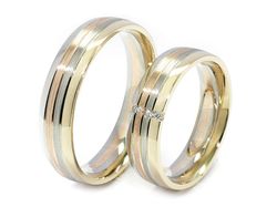 Obrączki z diamentami białe różowe żółte złoto - s52180401