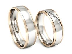 Złote Obrączki z diamentami biało różowe złoto - S57160T29bc
