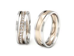 Złote Obrączki z diamentami różowe białe złoto - S57160T66bc
