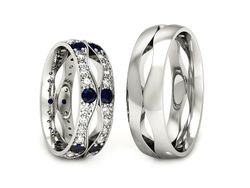 Złote Obrączki z szafirem i diamentami - S60170T53bsz