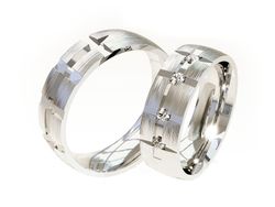 Złote Obrączki z brylantami białe złoto 585 - S60180T43bm