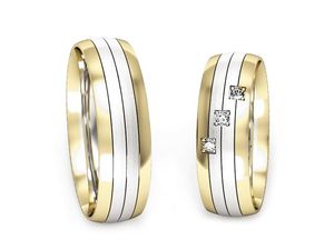 Obrączki ślubne z brylantami dwukolorowe